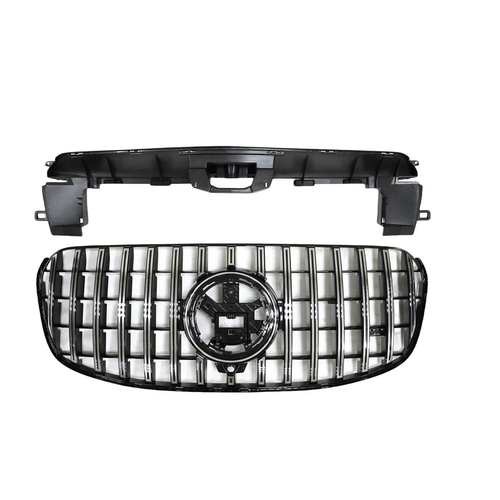 Kühlergrille Kompatibel Mit Benz Für X167 GLS-Klasse GLS450 GLS500 GLS580 2024 Frontgrill Racing Grill GT-Stil Auto Obere Stoßstangenhaube Mesh Grid Grille(Silver) von GLILAR