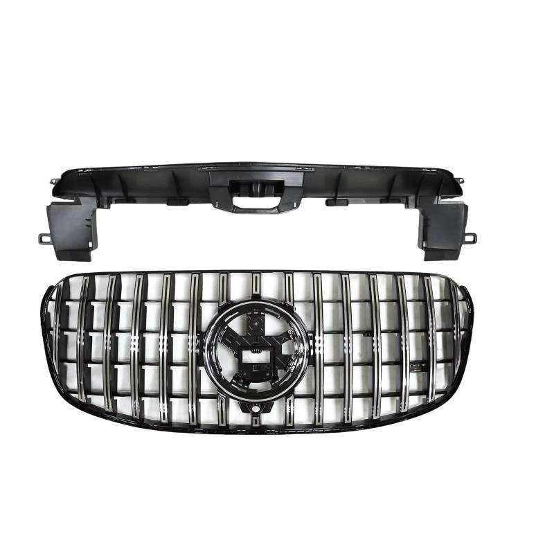 Kühlergrille Kompatibel Mit Benz Für X167 GLS-Klasse GLS450 GLS500 GLS580 2024 Frontgrill Racing Grill GT-Stil Auto Obere Stoßstangenhaube Mesh Grid Grille(Silver) von GLILAR