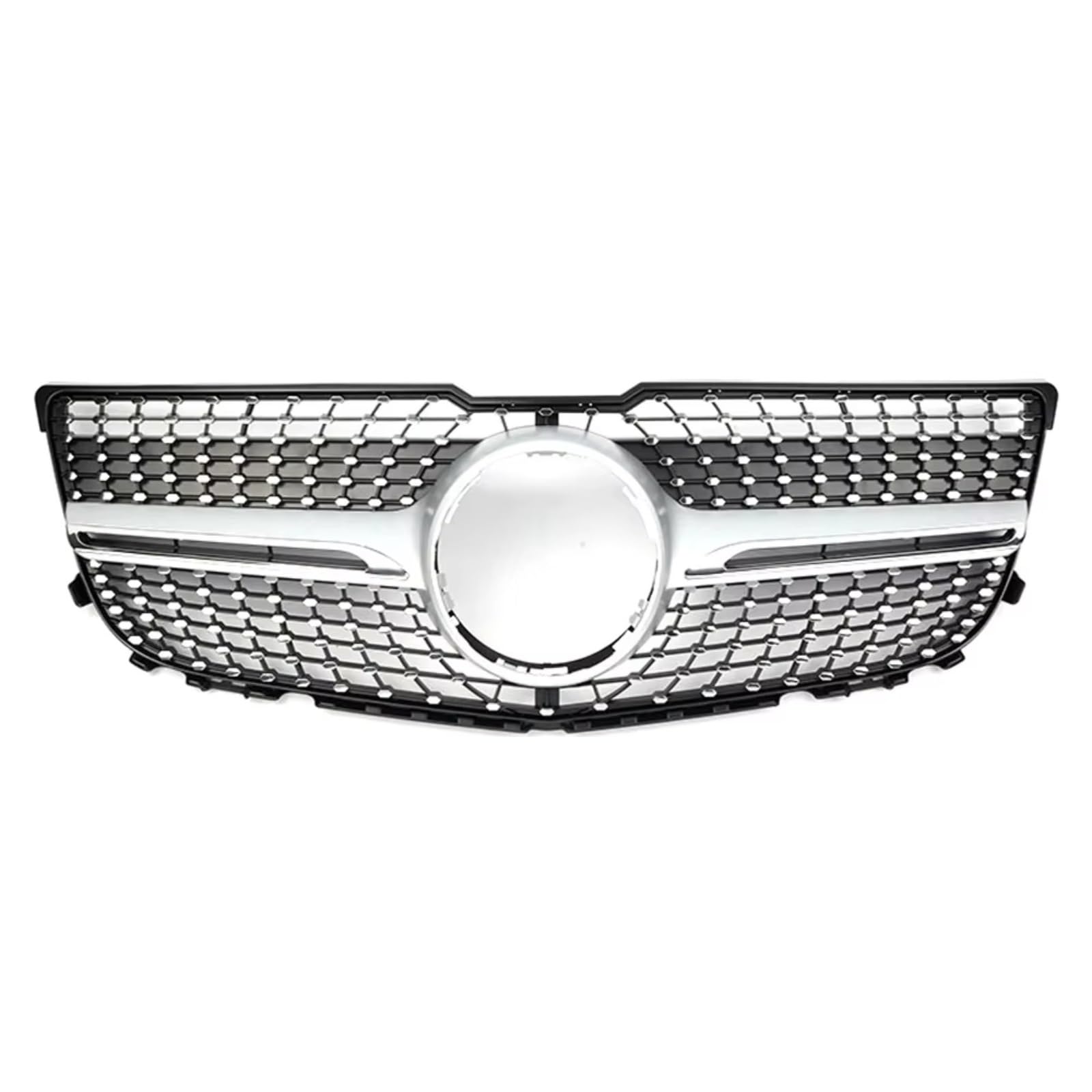 Kühlergrille Kompatibel Mit Benz Für X204 2013 2014 2015 Für GLK250 GLK300 GLK350 Auto-Stoßstangengitter, Diamant-Stil, Vorderer Renngrill, Autozubehör(Silver,Diamond) von GLILAR