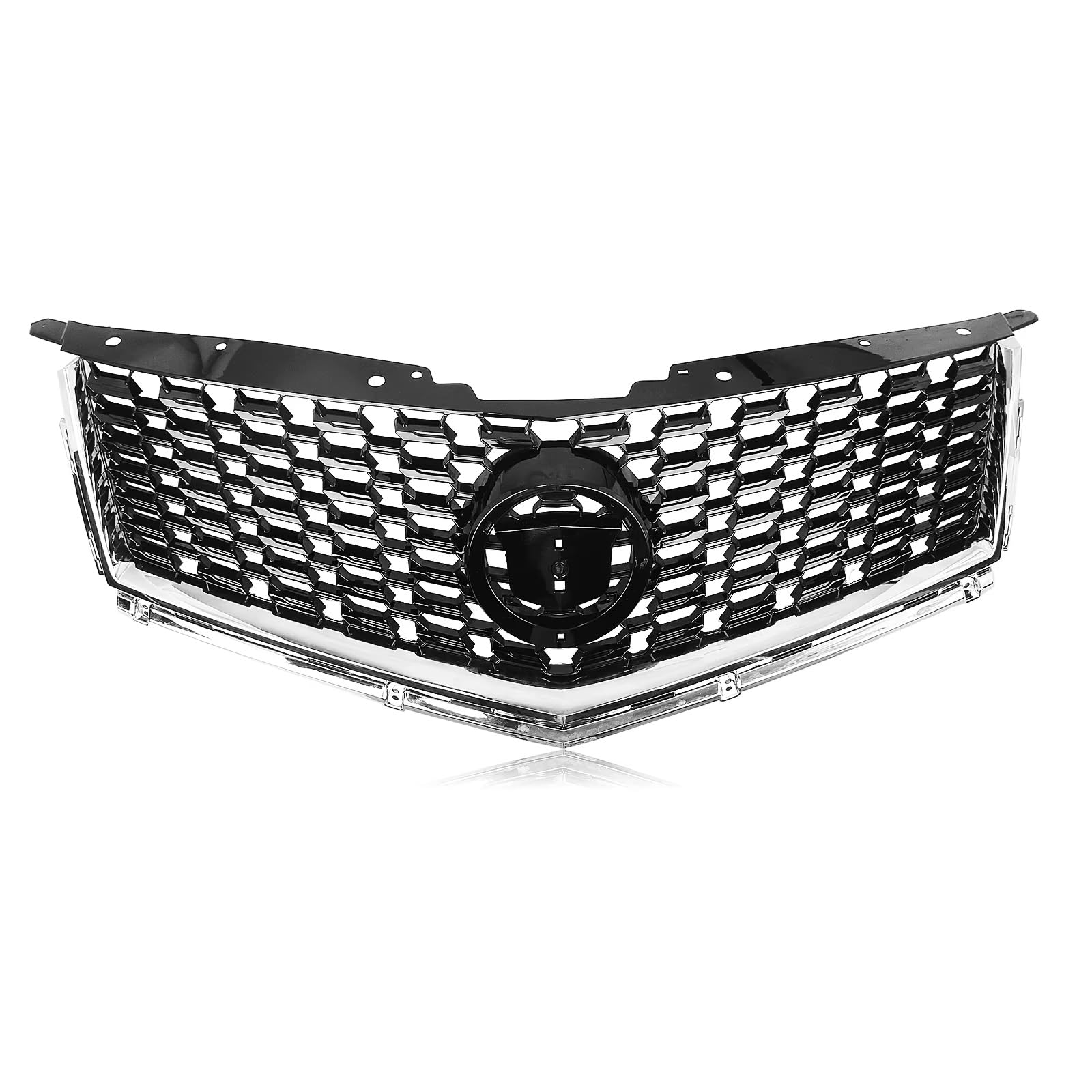 Kühlergrille Kompatibel Mit Cadillac Für SRX 2010 2011 2012 2013 2014 2015 2016 Auto-Frontgrill, Renngrill, Obere Stoßstangenhaube, Kühlergitter, Gitter 22738992(Black) von GLILAR