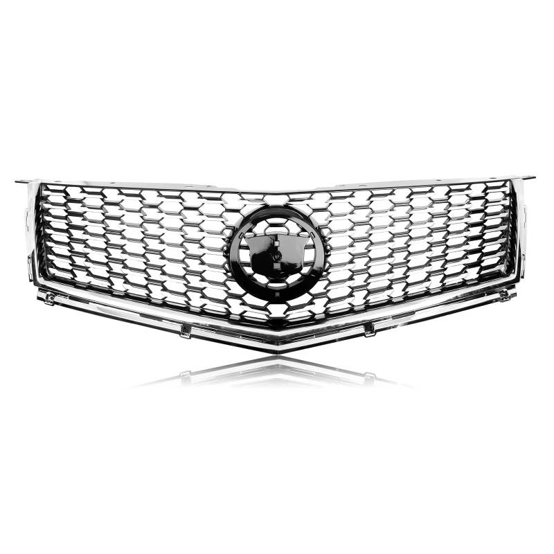 Kühlergrille Kompatibel Mit Cadillac Für SRX 2010 2011 2012 2013 2014 2015 2016 Auto-Frontgrill, Renngrill, Obere Stoßstangenhaube, Kühlergitter, Gitter 22738992(Silver) von GLILAR