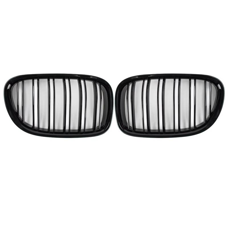 Kühlergrille Kompatibel Mit Für F01 F02 F03 F04 740i 750i 2009–2015, Auto-Frontstoßstange, Nierengitter, Glänzendes Schwarzes Gitter, Doppellamellengitter, 51117184151 von GLILAR