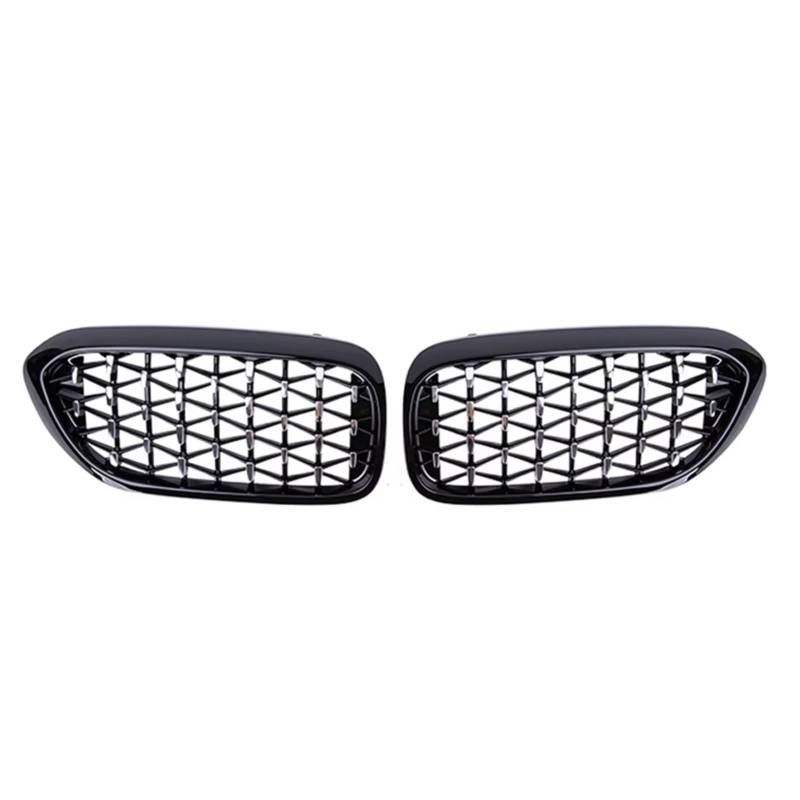 Kühlergrille Kompatibel Mit Für G30 G31 G38 520i 530i 540i 5er 2018 2019, Auto-Renngrill, Diamant-Meteor-Stil-Grill, Vorderer Nieren-Stoßstangengrill(Black+Silver) von GLILAR