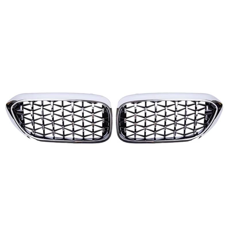 Kühlergrille Kompatibel Mit Für G30 G31 G38 520i 530i 540i 5er 2018 2019, Auto-Renngrill, Diamant-Meteor-Stil-Grill, Vorderer Nieren-Stoßstangengrill(Silver) von GLILAR