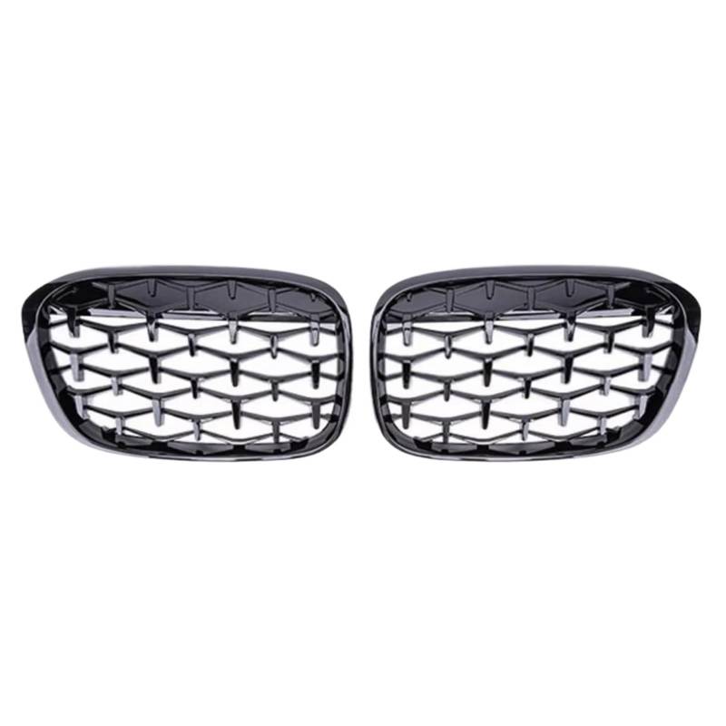 Kühlergrille Kompatibel Mit Für X1 F48 F49 2016 2017 2018 2019, Auto-Frontnierengrill, Renngrill, Diamant-Meteor-Stil, Grills, Auto-Styling-Teile(Black) von GLILAR