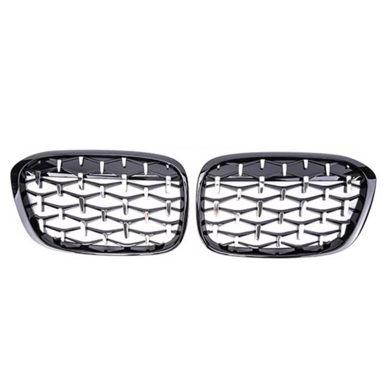 Kühlergrille Kompatibel Mit Für X1 F48 F49 2016 2017 2018 2019, Auto-Frontnierengrill, Renngrill, Diamant-Meteor-Stil, Grills, Auto-Styling-Teile(Gray) von GLILAR