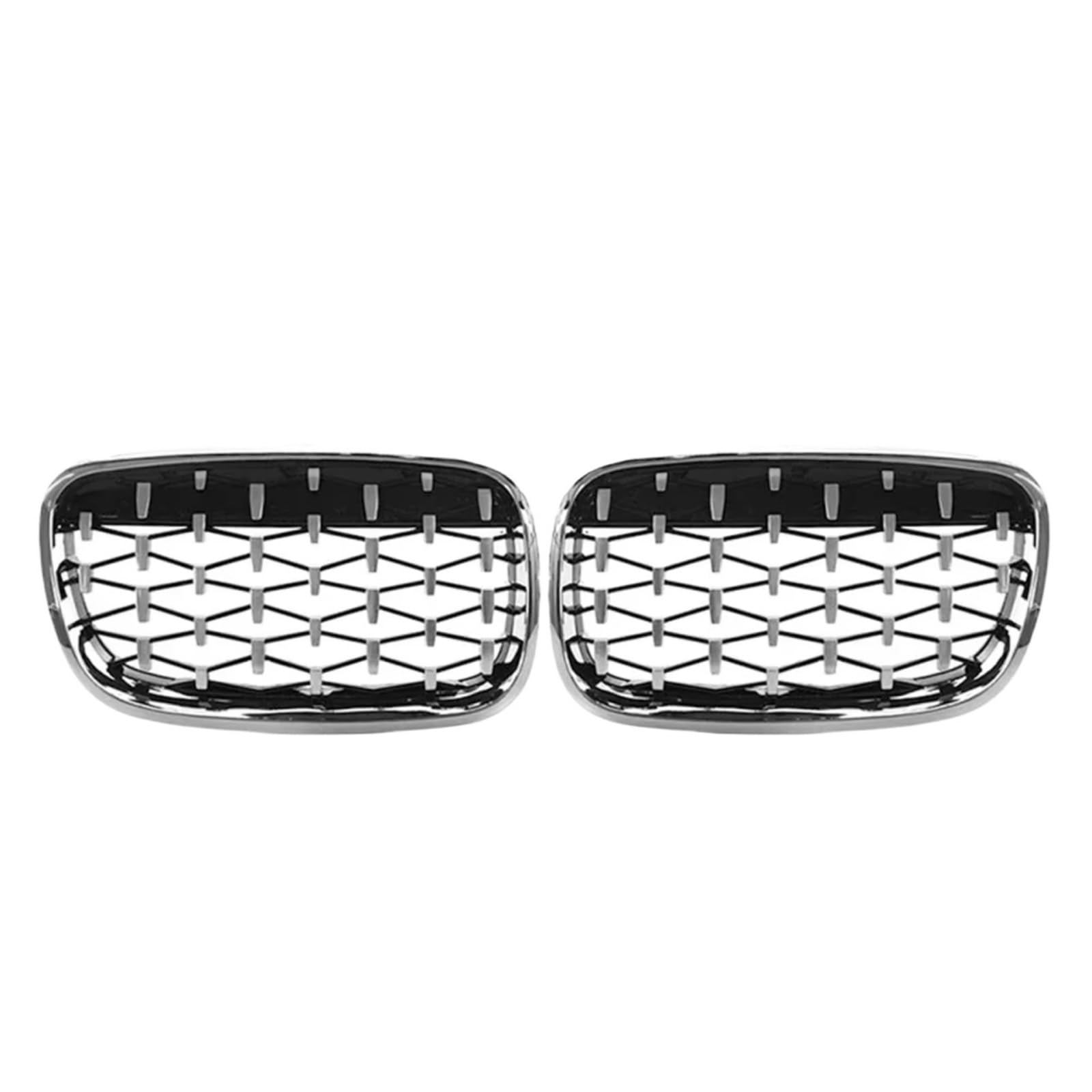 Kühlergrille Kompatibel Mit Für X5 E70 X6 E71 2007–2014. Auto-Einzellinien-Stil, Doppellamellen, Renngrills, Vordere Obere Gitter, Vordere Nieren-Stoßstangengitter(Diamond-Silver) von GLILAR