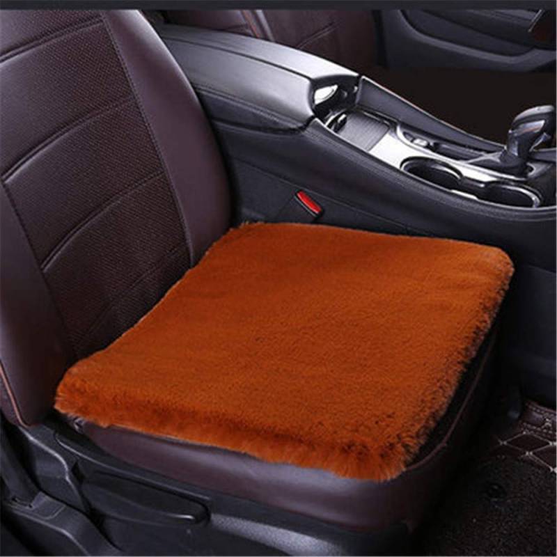 Universal Auto Sitzbezug Autositzauflage Sitzkissen Lammfell Sitzauflage Stuhlauflage Schaffell Kissen fürs Auto Rollstuhlauflage schön (Brown,1PC) von GLITZFAS