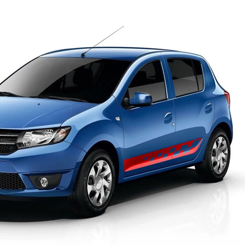 2 Stück Rennsport Autotür Seitenstreifen Rock Aufkleber Vinyl Aufkleber, für R=enault Dacia Sandero 2 Stepway RS Zubehör von GLOBEXSSX