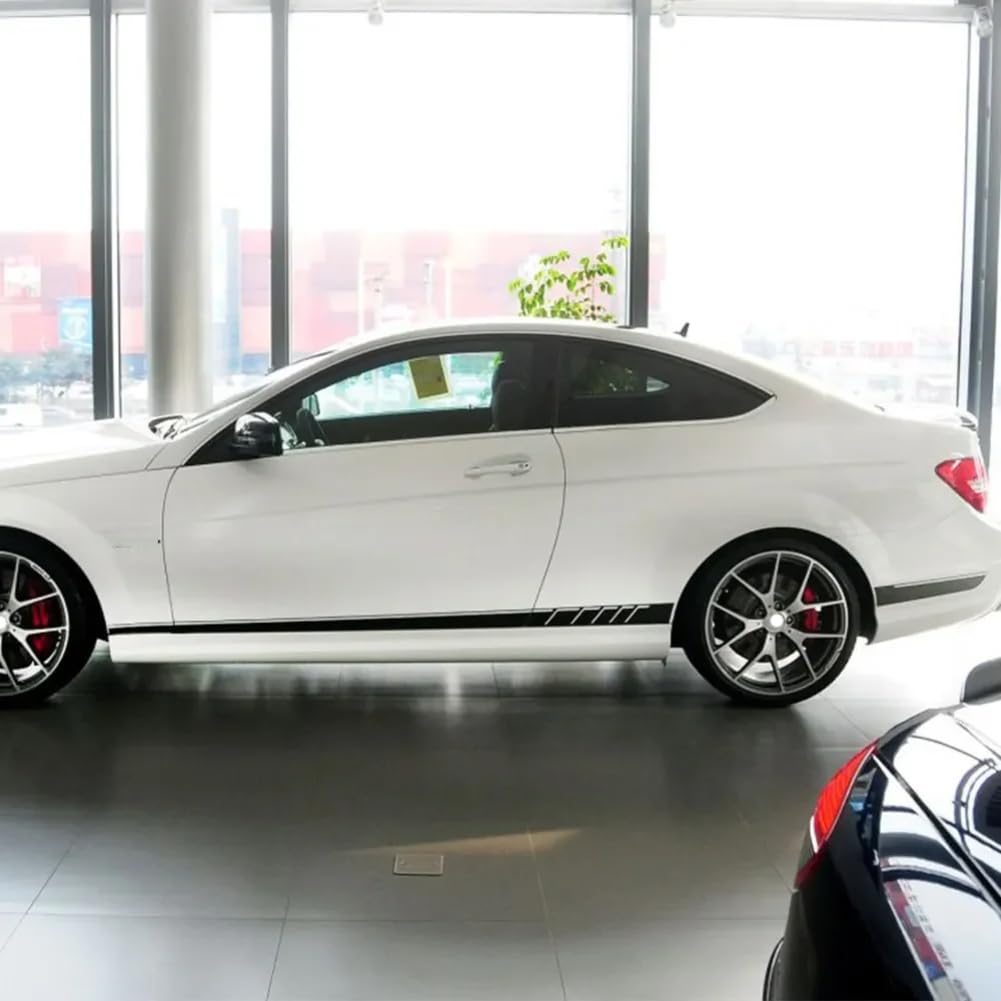 507 Style Seitenschweller Racing Stripes Vinyl-Aufkleber, für M=ercedes B=ENZ W204 S204 Coupe C63 AMG C180 C200 C230 C280 C300 C320 von GLOBEXSSX