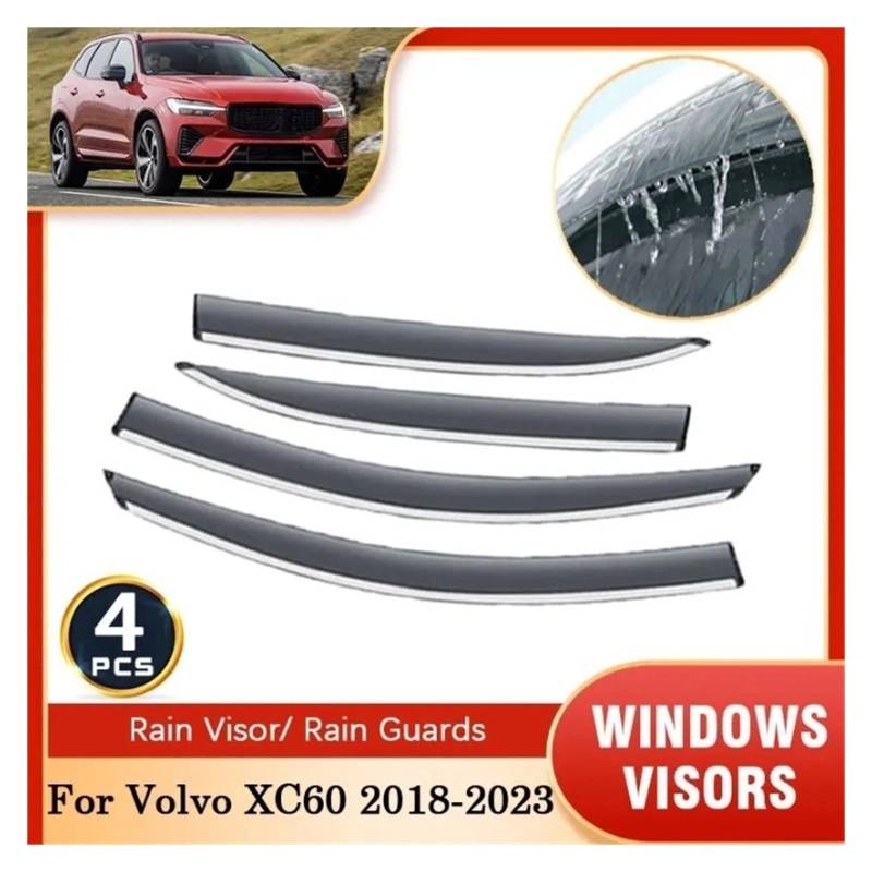 GLONHKDI 4 Stück kompatibel for Volvo XC60 MK2 2018 2019 2020 2021 2022 2023 Deflektorschutz Sonne Regen Fenster Visor Vent Cover Trim Außenzubehör von GLONHKDI