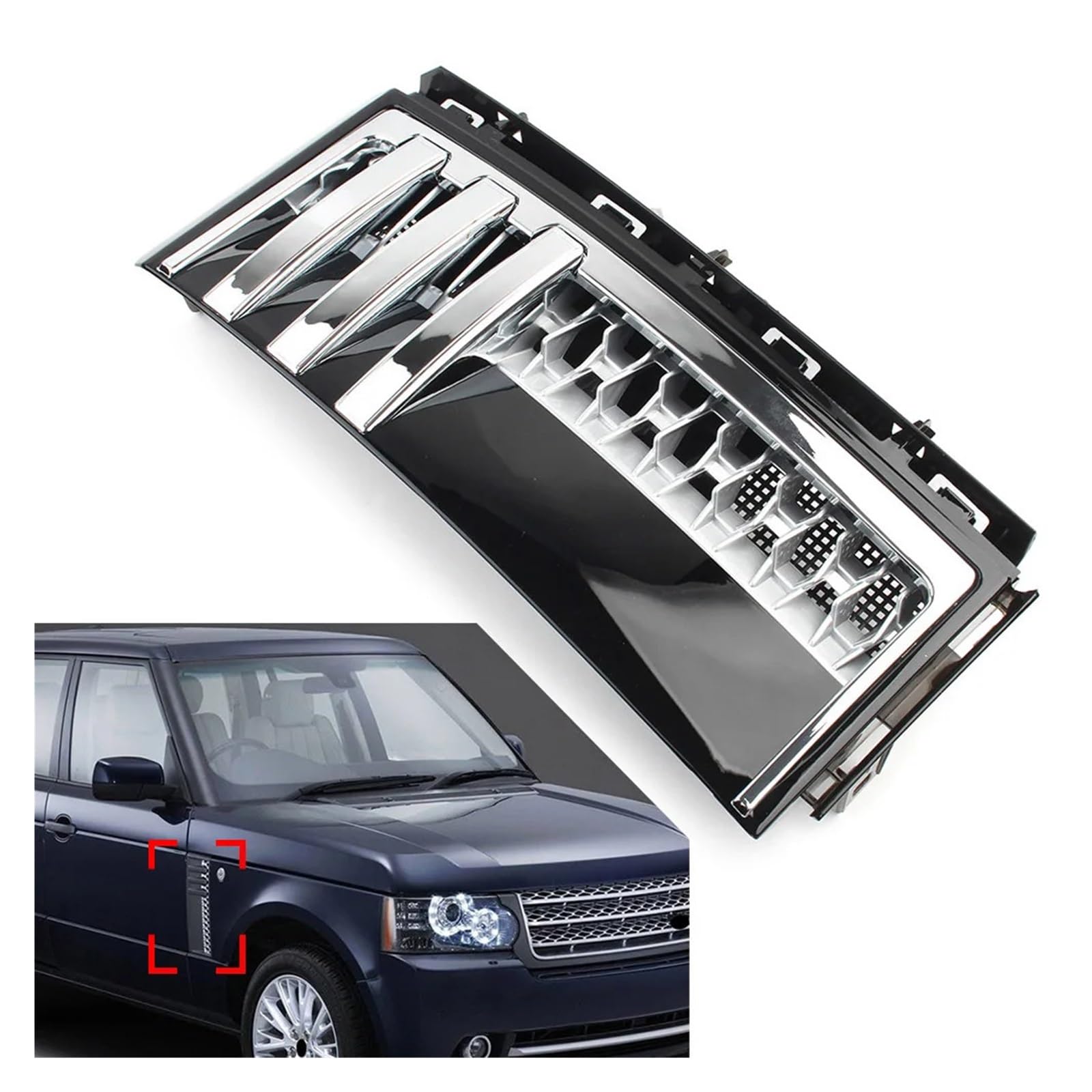 GLONHKDI Auto-Seitengitter, Lüftungsgitter, Dekorationsgrill, kompatibel mit Land Rover Range Rover L322 2002–2012, links/rechts, 1 Stück(Right) von GLONHKDI