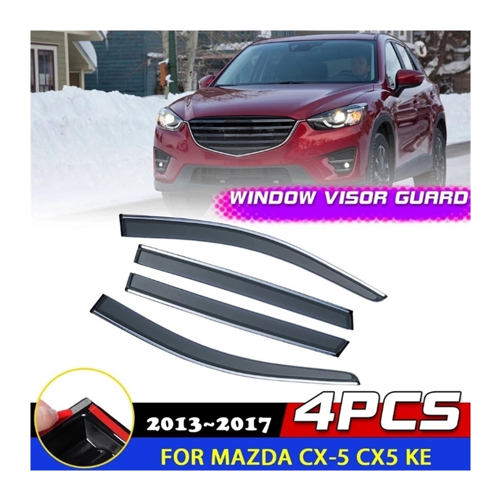 GLONHKDI Autofenster-Visier, kompatibel mit Mazda CX-5 CX5 KE 2013~2017 2014, Tür-Rauchabweiser, Schutzabdeckung, Markisen, Sonne, Regen, Augenbrauen-Zubehör von GLONHKDI