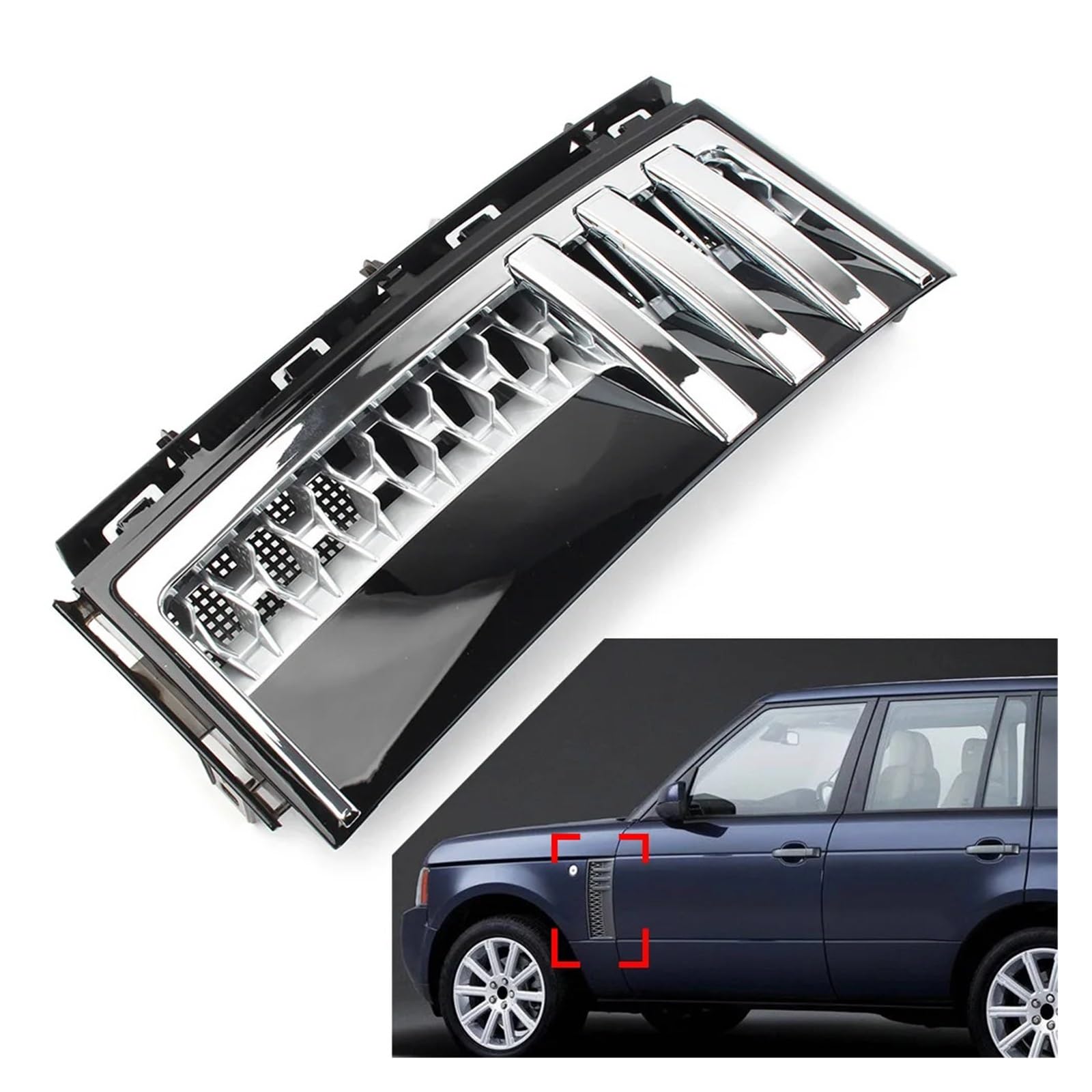 GLONHKDI Kompatibel for Land Rover Range Rover L322 2002–2012, links/rechts, 1 Stück, Auto-Seitenkotflügel, Lüftungsgitter, Dekorationsgrill(Left) von GLONHKDI