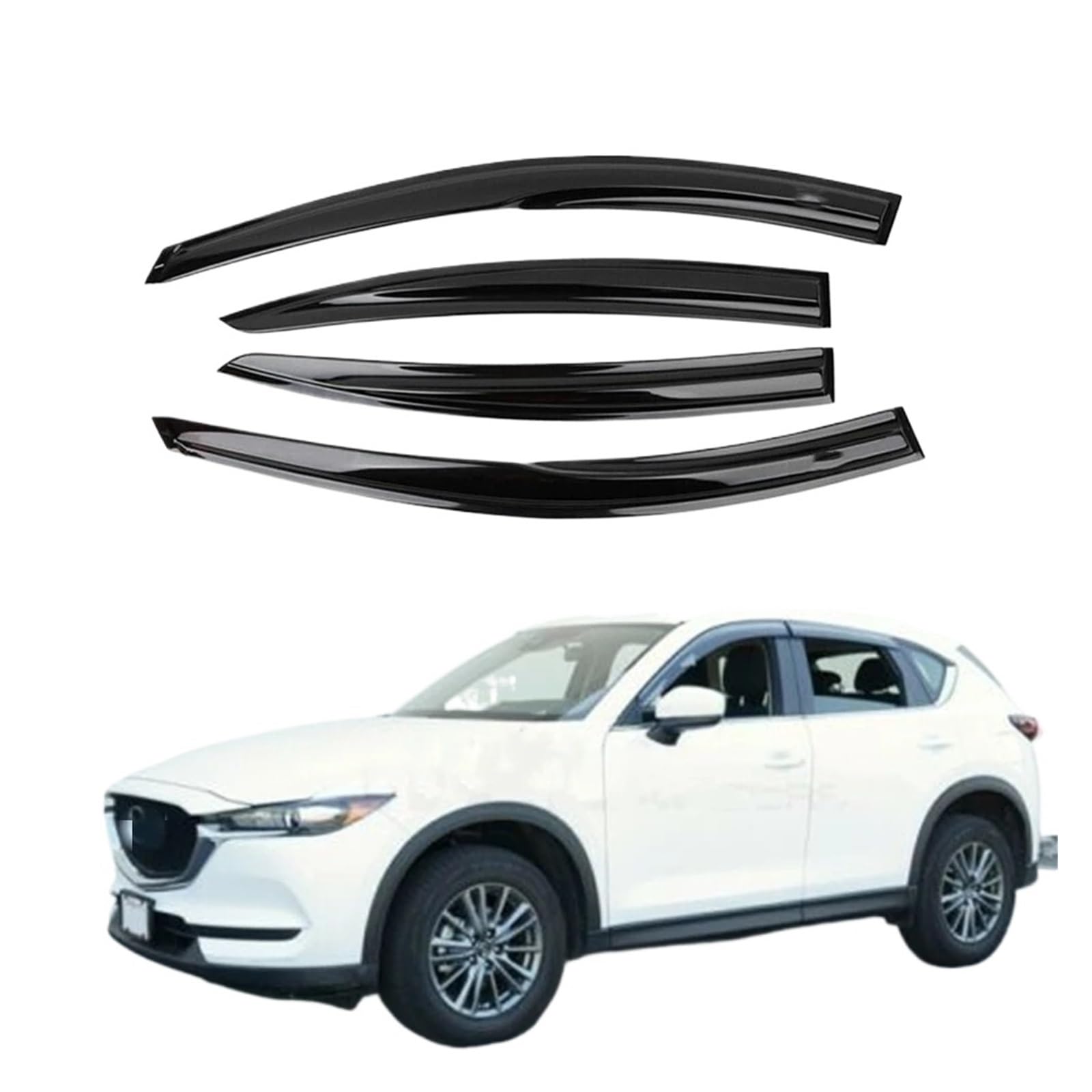 GLONHKDI Kompatibel for Mazda CX-5 CX5 2018 2019 2020 2021 Seitenfenster-Lüftungsvisier, Sonnen- und Regenabweiser, Schutz, Markisen, Unterstände, Selbstklebende Abdeckleiste von GLONHKDI