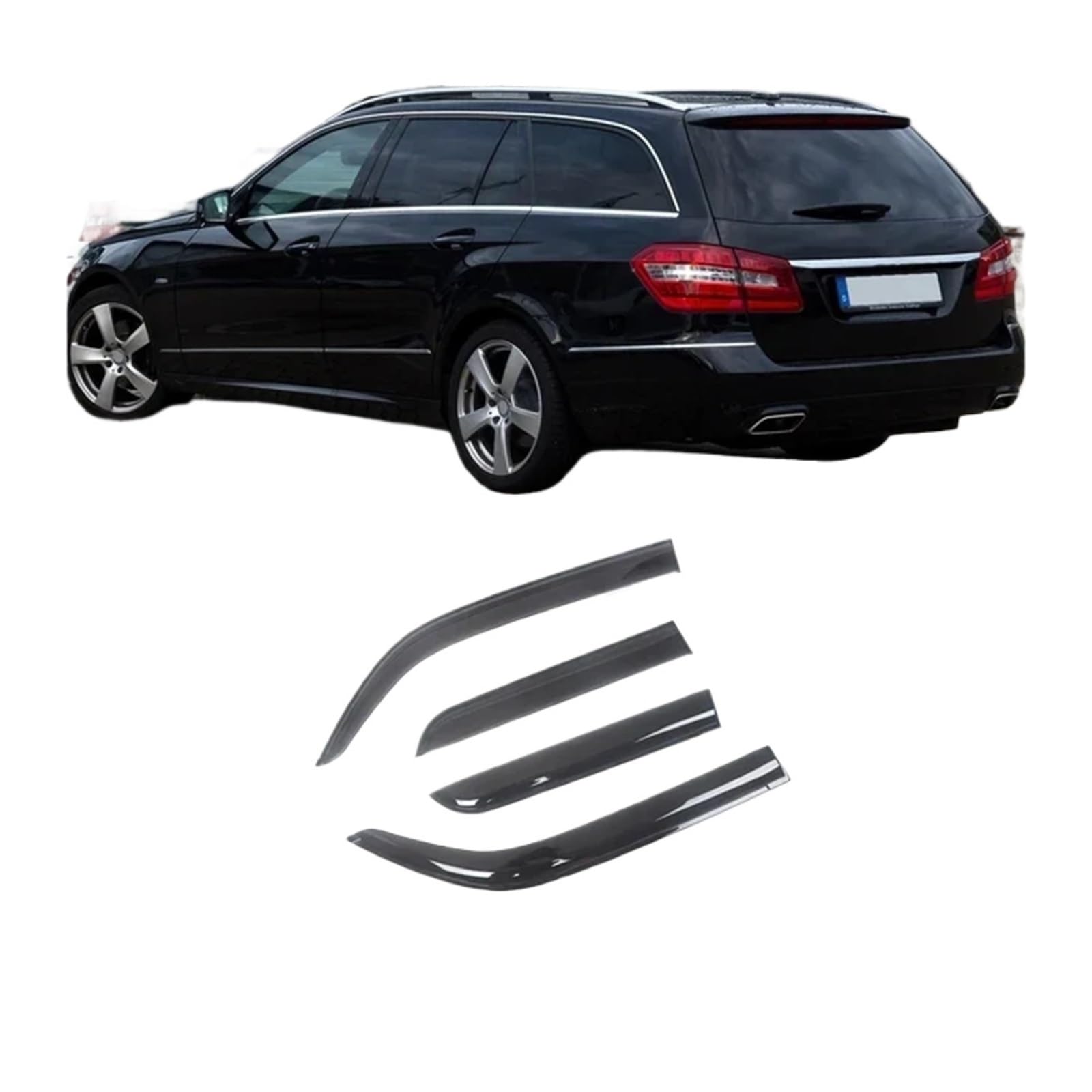 GLONHKDI Kompatibel for Mercedes-Benz E-Klasse W210 W211 W212 1996–2017. Auto-schwarz getöntes Auto-Seitenfenster-Visierschutz, Lüftungsmarkise, Unterstände, Regenschutz(for W211 03-09) von GLONHKDI