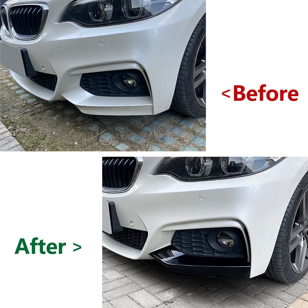 Auto-frontlippe für BMW 2er F22 F23 M Sport 2015 2016 2017 2018 2019, Frontstoßstange Automobile Lippe Auto Front Spoiler Lippenabdeckung Dekor Stoßfängerlippe vorne,normal-Glossy Black von GLYGLY