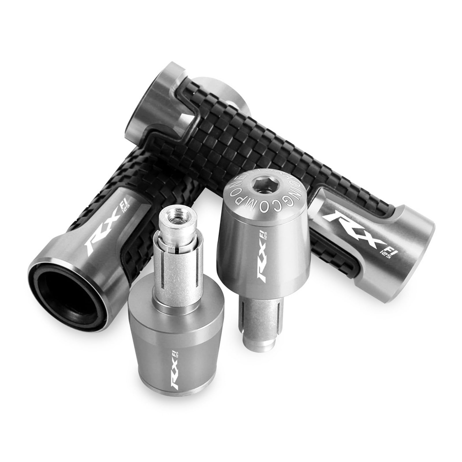 GMBAIH Logo Für Honda RX125 1980 2000 2001 2002 2014 2017 2020 2021 Griff Bar Lenker Grip End Abdeckung Kappe Hand Griffe(A-Silver) von GMBAIH