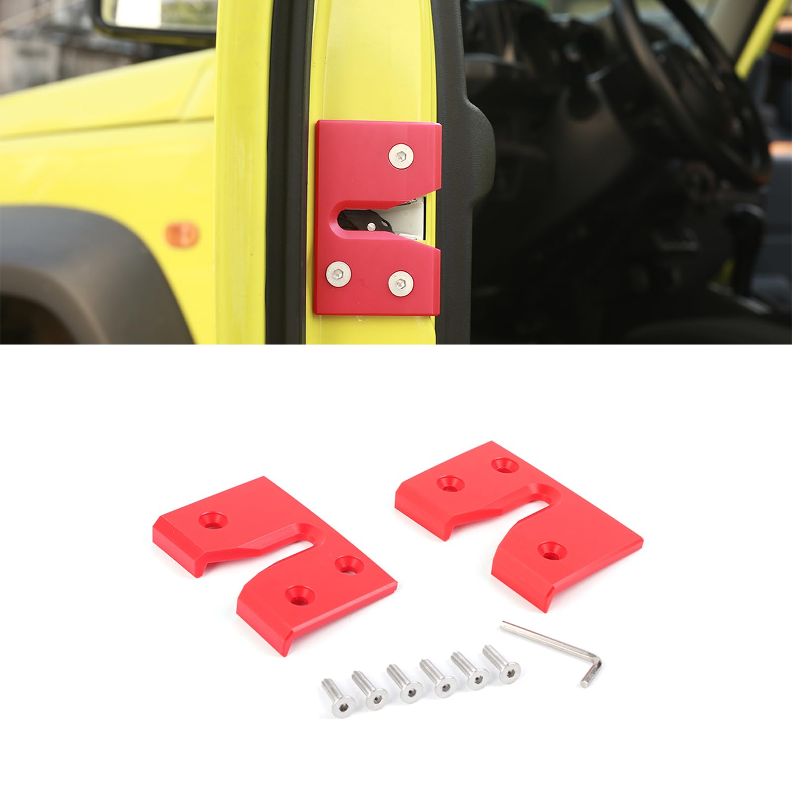 GMDUHK Autotür Türbegrenzer, Rot 2pcs ABS Heckklappenbegrenzer für Suzuki Jimny JB64 JB74 2019-2023 von GMDUHK