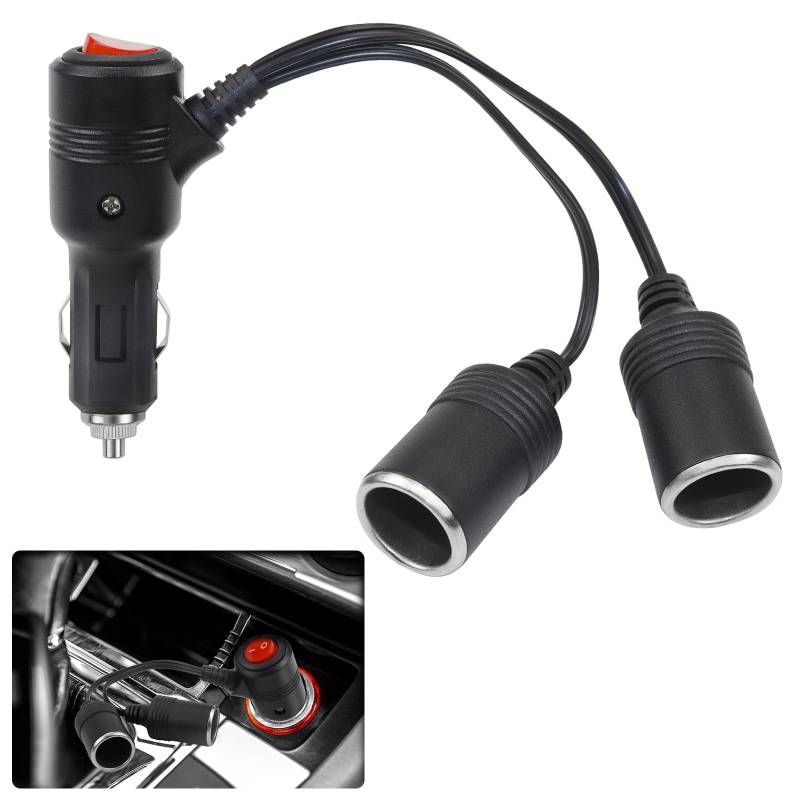 Zigarettenanzünder Steckdose, 12V/24V KFZ Verlängerungskabel, Zigarettenanzünder Stecker, Dual USB Port 16AWG Kabel mit Sicherung von GMMG