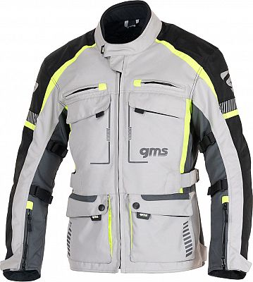 GMS-Moto Everest 3in1, Textiljacke wasserdicht - Hellgrau/Schwarz/Neon-Gelb - 6XL von GMS-Moto