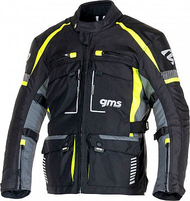 GMS-Moto Everest 3in1, Textiljacke wasserdicht - Schwarz/Grau/Neon-Gelb - 3XL von GMS-Moto