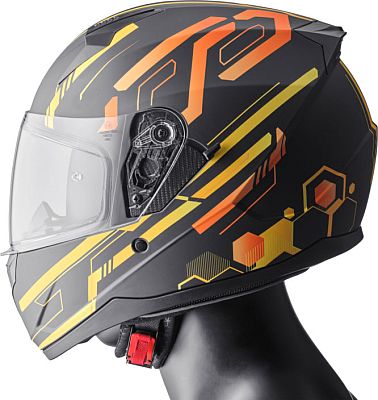 GMS-Moto Hexago Graphic, Integralhelm - Matt Schwarz/Gelb/Orange - S von GMS-Moto