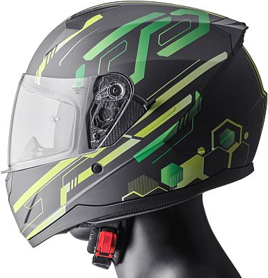 GMS-Moto Hexago Graphic, Integralhelm - Matt Schwarz/Grün - M von GMS-Moto