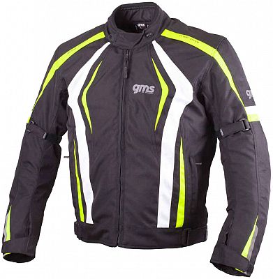 GMS-Moto Pace, Textiljacke - Schwarz/Weiß/Neon-Gelb - L von GMS-Moto