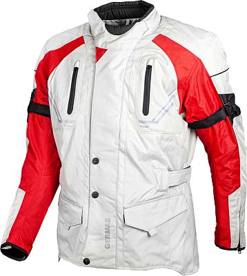 GMS-Moto Taylor, Textiljacke wasserdicht - Beige/Rot - 3XL von GMS-Moto