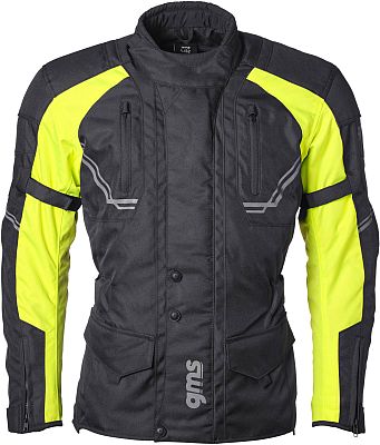 GMS-Moto Taylor, Textiljacke wasserdicht - Schwarz/Neon-Gelb - 3XL von GMS-Moto