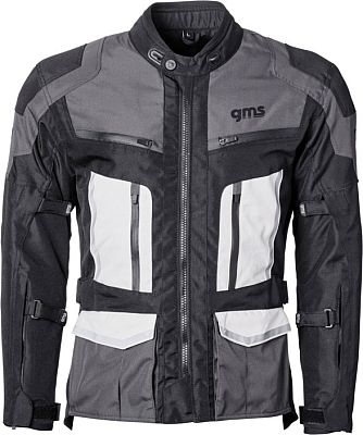 GMS-Moto Tigris, Textiljacke wasserdicht - Schwarz/Grau/Weiß - 3XL von GMS-Moto