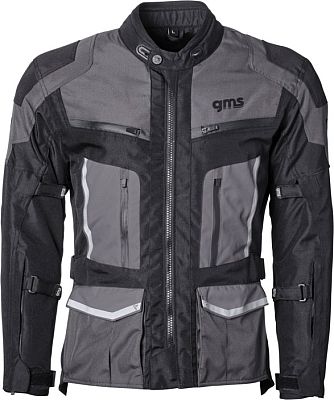 GMS-Moto Tigris, Textiljacke wasserdicht - Schwarz/Grau - 10XL von GMS-Moto