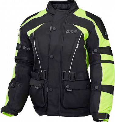 GMS-Moto Twister, Textiljacke wasserdicht Kinder - Schwarz/Neon-Gelb - XL von GMS-Moto