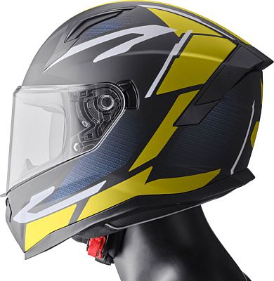 GMS-Moto Velox Graphic, Integralhelm - Matt Schwarz/Gelb/Blau - S von GMS-Moto