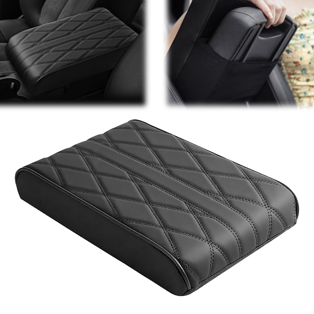 Schwamm Auto Armlehnenbox-Matte Universeller Stil, 2024 Neu 12 x 8 zoll Schwamm Car Armrest Box Pad, Memory Baumwolle Auto Armlehne Box Pad für SUV, LKW, Fahrzeug (Schwarz) von GMTEO