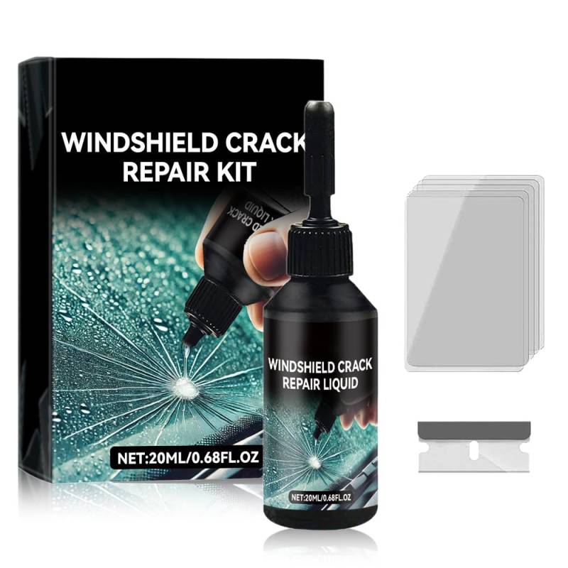 Steinschlag Reparaturset Windschutzscheibe, 2025 Neu Chipped Windshield Repair Kit, Cracks Gone Glass Repair Kit, Glas Reparatur Set Zur Reparatur Langer Rissen, Löchern, Rissen (1 Stück) von GMTEO