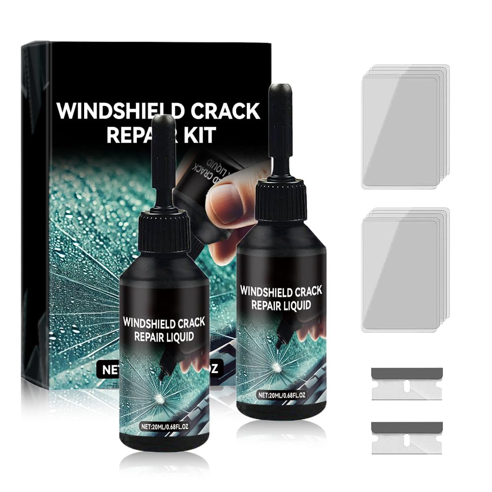 Steinschlag Reparaturset Windschutzscheibe, 2025 Neu Chipped Windshield Repair Kit, Cracks Gone Glass Repair Kit, Glas Reparatur Set Zur Reparatur Langer Rissen, Löchern, Rissen (2 Stück) von GMTEO