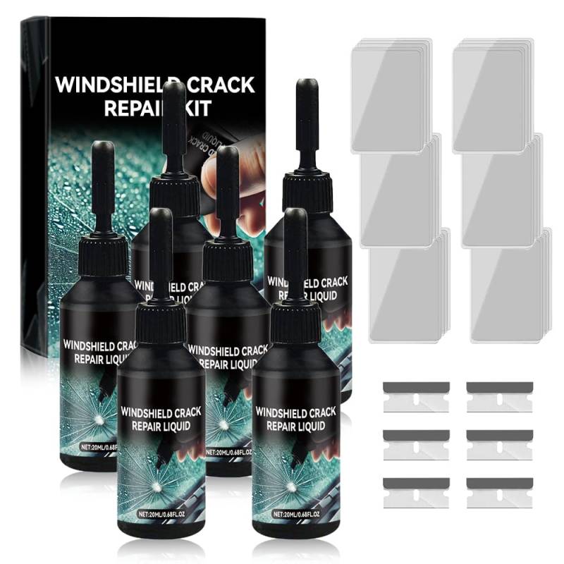 Steinschlag Reparaturset Windschutzscheibe, 2025 Neu Chipped Windshield Repair Kit, Cracks Gone Glass Repair Kit, Glas Reparatur Set Zur Reparatur Langer Rissen, Löchern, Rissen (6 Stück) von GMTEO