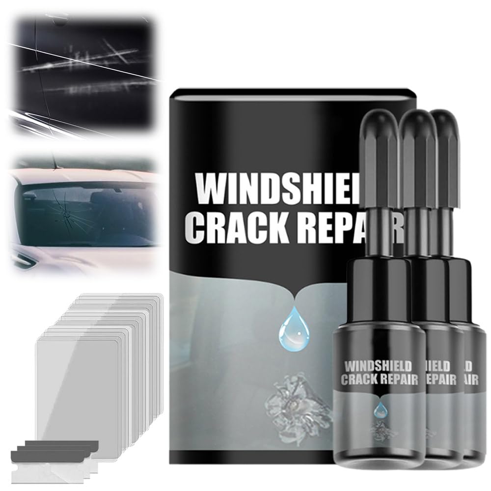 Windshield Crack Repair Kit, 2024 Neu Auto Windschutzscheibe Crack Repair Fluid Glass Repair Kit, Chipped Glass Windshield Repair Kit für Auto-Glas Risse Zielscheibe (3 Stück) von GMTEO