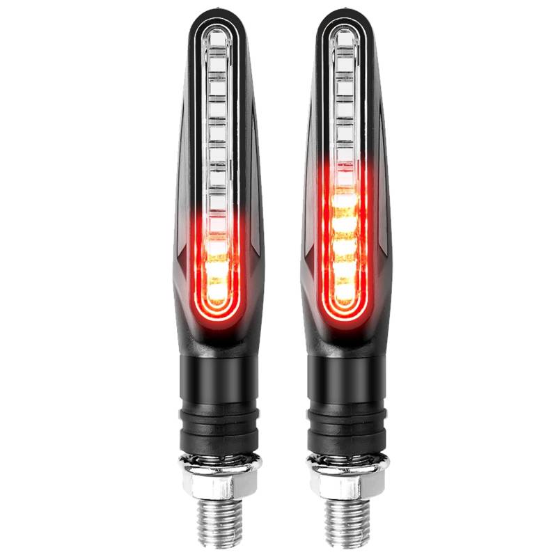 GNAUMORE LED Blinker Motorrad,Fließende Modus-Motorrad-Blinker,Universal 12V Lauflichtblinker,Motorrad-LED Blinkt,Super Hell Wasserdicht Kontrollleuchten Blinkleuchten,Motorrad Blinker e Geprüft LED von GNAUMORE