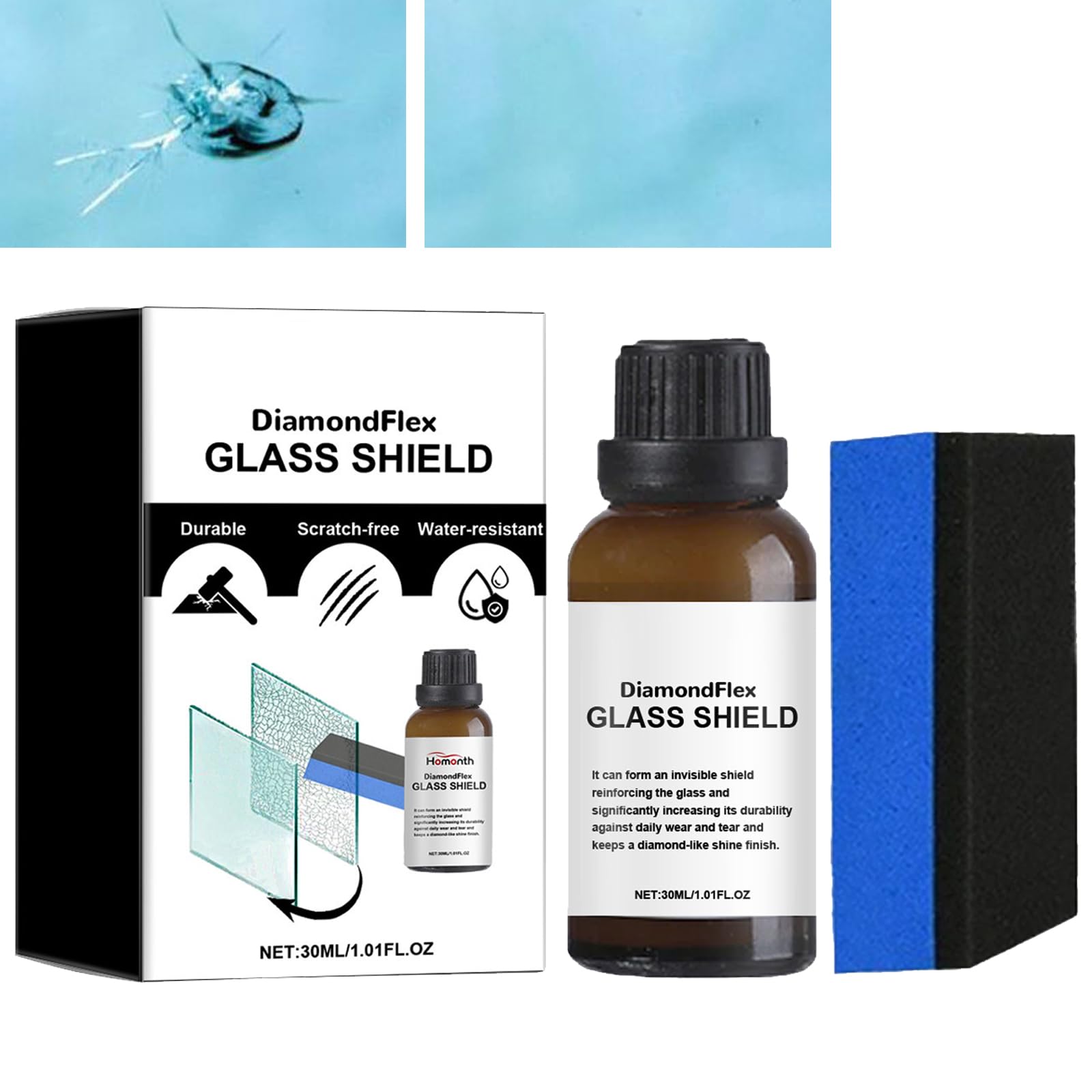 Glasreparaturflüssigkeit,Auto Windshield Repair Kit,Glas Reparatur Flüssigkeit,Glasriss-Reparatur,Automobil-Glas-Nano-Reparaturflüssigkeit,Windschutzscheiben Reparaturset Werkzeug von GNAUMORE