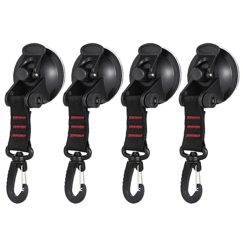 Saugnapf Haken Camping,Saugnapf Haken,Haken mit Saugnapf,Camping Suction Cups with Hooks,Wohnmobilausstattung,Suction Cup Camping Set,Saughaken Extra Stark mit 360° Drehbarem D-Ring Gurthaken 4PC von GNAUMORE