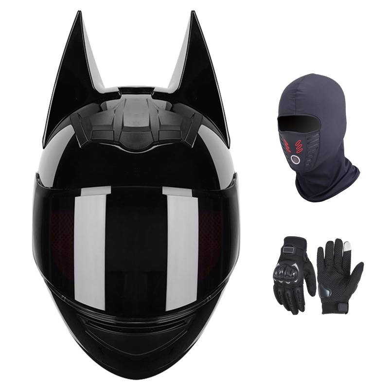 Integralhelm für Motorradfahrer, ECE-geprüft, Leichter Motocrosshelm für Erwachsene, Männer und Frauen, Straßenrad-/Scooter-Motorradhelme mit abnehmbaren Ohren A-1,L (54-56 cm) von GNIUBBDB