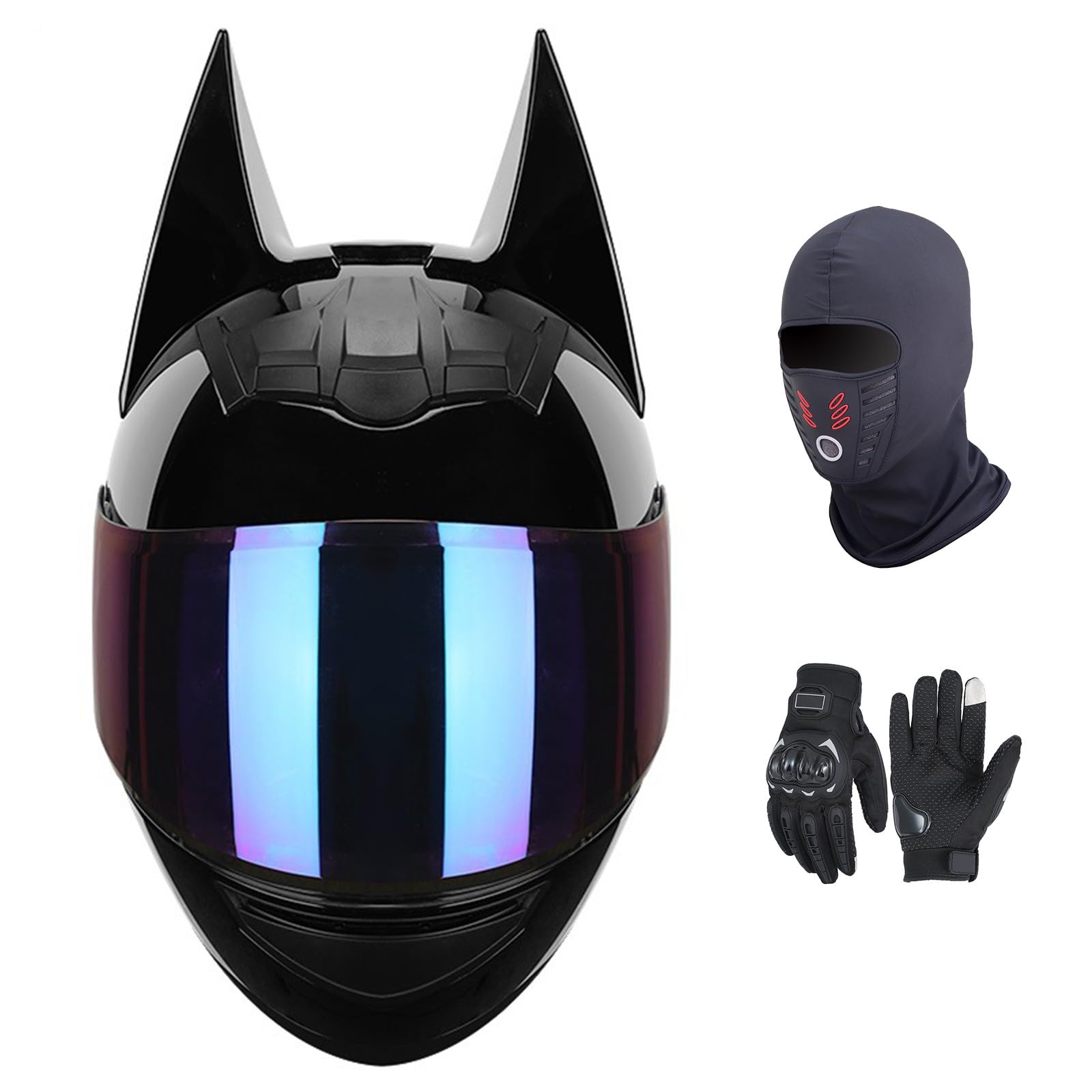 Integralhelm für Motorradfahrer, ECE-geprüft, Leichter Motocrosshelm für Erwachsene, Männer und Frauen, Straßenrad-/Scooter-Motorradhelme mit abnehmbaren Ohren A-2,L (54-56 cm) von GNIUBBDB