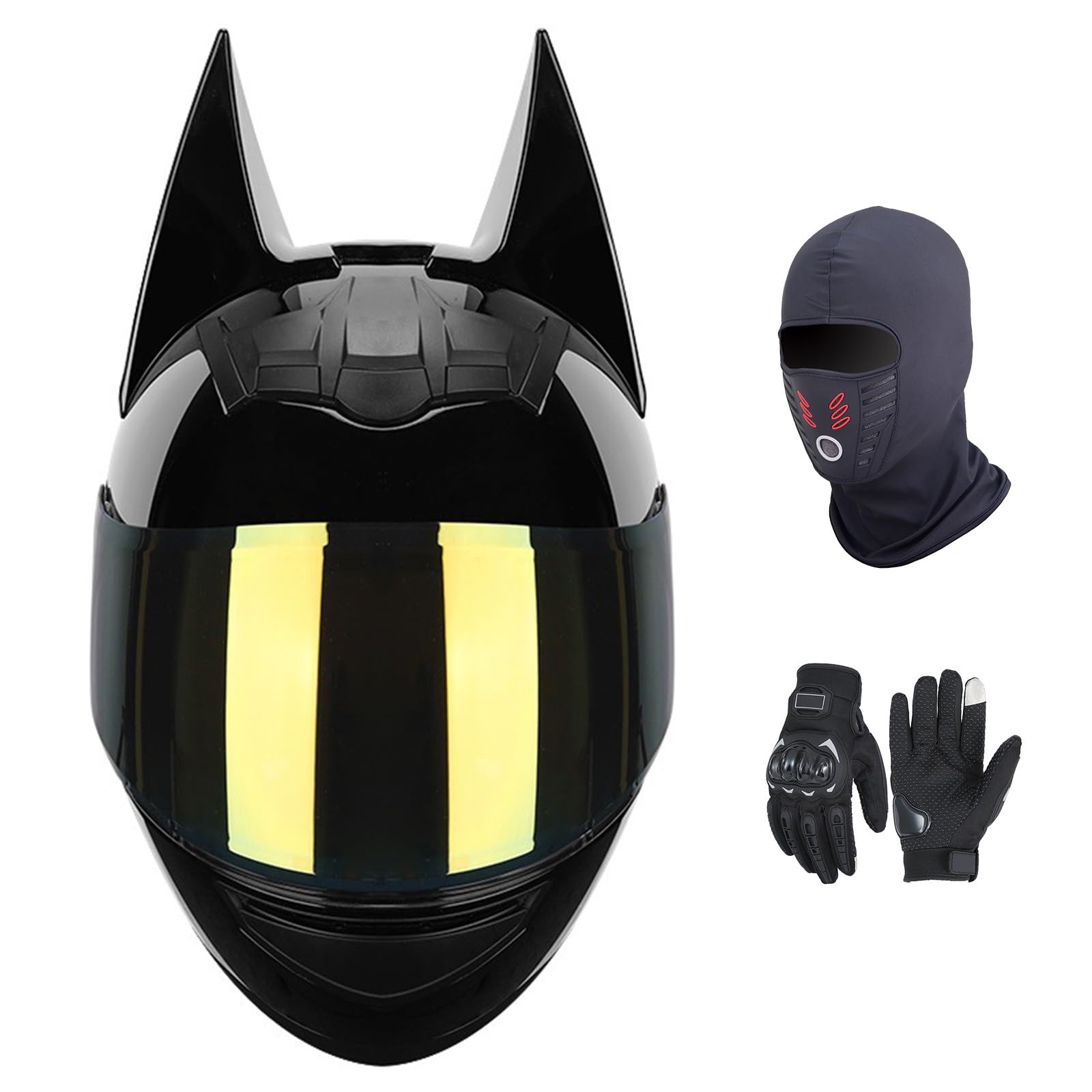 Integralhelm für Motorradfahrer, ECE-geprüft, Leichter Motocrosshelm für Erwachsene, Männer und Frauen, Straßenrad-/Scooter-Motorradhelme mit abnehmbaren Ohren A-3,L (54-56 cm) von GNIUBBDB