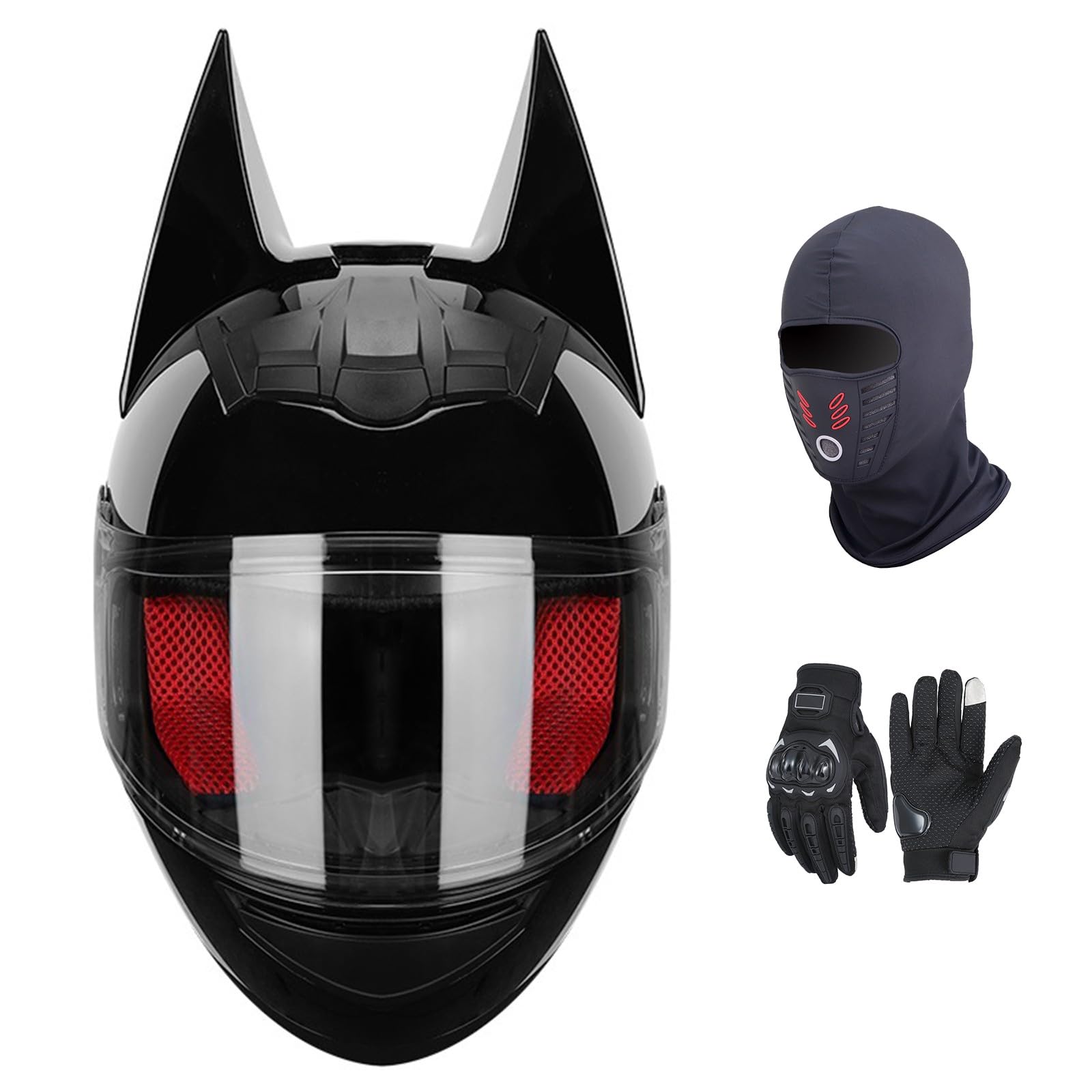 Integralhelm für Motorradfahrer, ECE-geprüft, Leichter Motocrosshelm für Erwachsene, Männer und Frauen, Straßenrad-/Scooter-Motorradhelme mit abnehmbaren Ohren A-4,L (54-56 cm) von GNIUBBDB