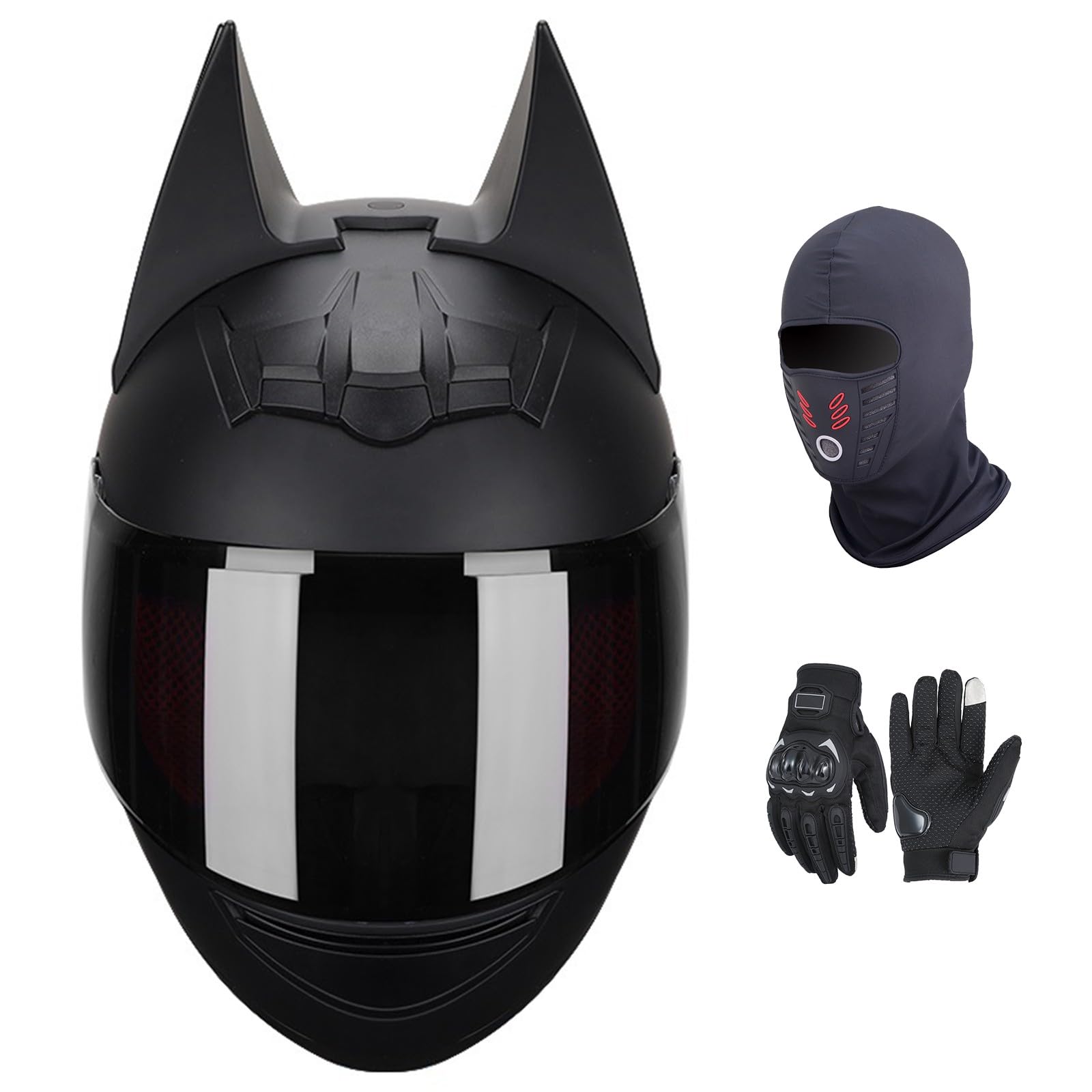 Integralhelm für Motorradfahrer, ECE-geprüft, Leichter Motocrosshelm für Erwachsene, Männer und Frauen, Straßenrad-/Scooter-Motorradhelme mit abnehmbaren Ohren B-1,L (54-56 cm) von GNIUBBDB