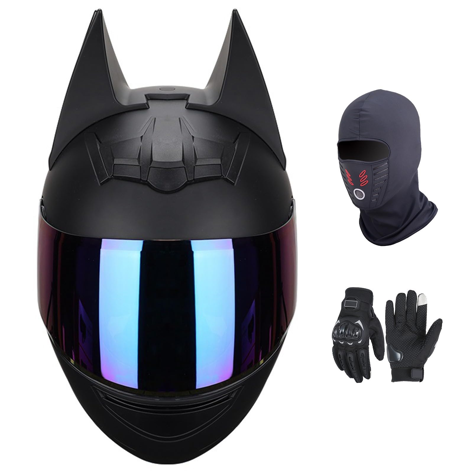 Integralhelm für Motorradfahrer, ECE-geprüft, Leichter Motocrosshelm für Erwachsene, Männer und Frauen, Straßenrad-/Scooter-Motorradhelme mit abnehmbaren Ohren B-2,L (54-56 cm) von GNIUBBDB