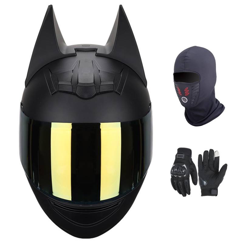 Integralhelm für Motorradfahrer, ECE-geprüft, Leichter Motocrosshelm für Erwachsene, Männer und Frauen, Straßenrad-/Scooter-Motorradhelme mit abnehmbaren Ohren B-3,L (54-56 cm) von GNIUBBDB